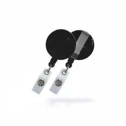 Black ID Badge Reels with Strap Clip (Pack of 50)