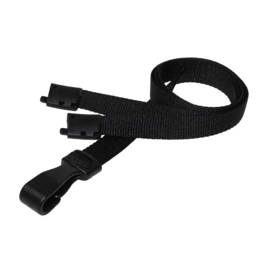 Black Plain Lanyards with Safety Breakaway, 10mm (L-B-BKP) - Pack of 100