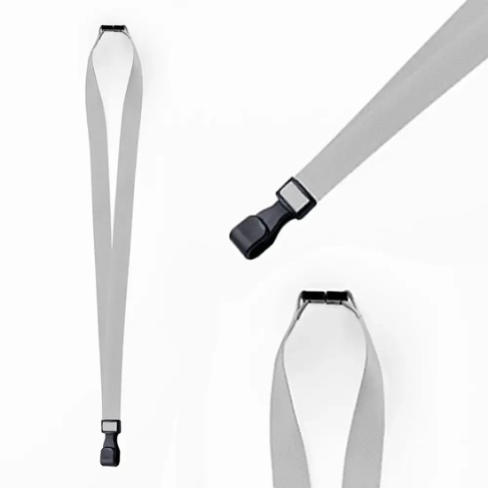 Grey Plain Lanyards with Safety Breakaway, 10mm (L-B-GYP) - Pack of 100