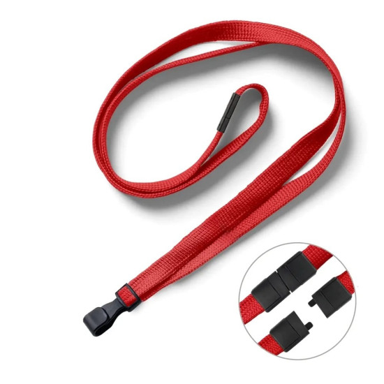 Red Plain Lanyards with Safety Breakaway, 10mm (L-B-RDP) - Pack of 100