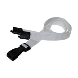 White Plain Lanyards with Safety Breakaway, 10mm (L-B-WHP) - Pack of 100