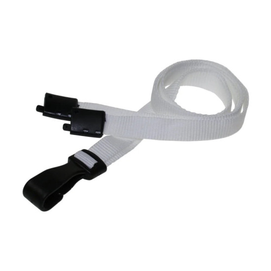 White Plain Lanyards with Safety Breakaway, 10mm (L-B-WHP) - Pack of 100