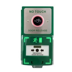 ICS Hinged Double Back Box with DRB-IR Infrared Exit Button and MCP110 Call Point - DBB-H-IR-110