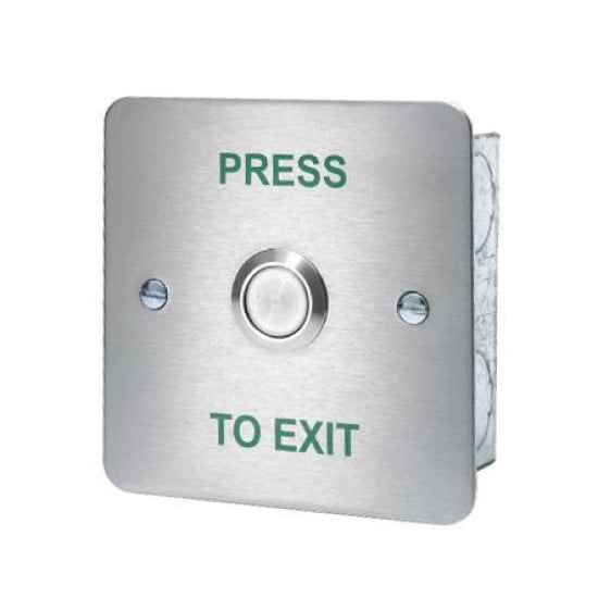 ICS Flush mount stainless steel exit button - PRESS TO EXIT - DRB002F-PTE