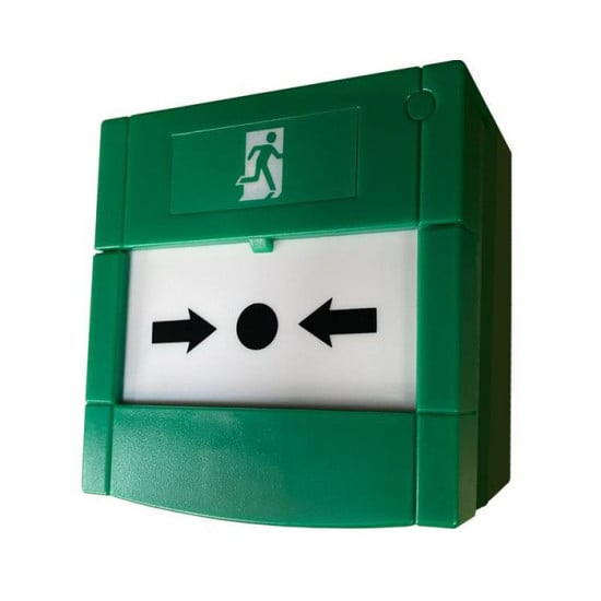 ICS Surface mounted green double pole resettable breakglass unit - (box of 6 - buy 5 get one free) - SP-CP22-N